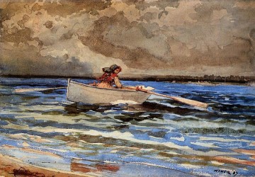Aviron à Prouts Neck Winslow Homer aquarelle Peinture à l'huile
